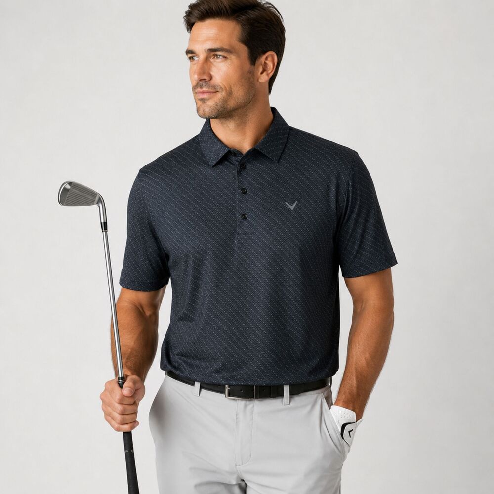 Callaway Gray Geometric Opti Dri Golf Polo Large - Picture 5 of 11